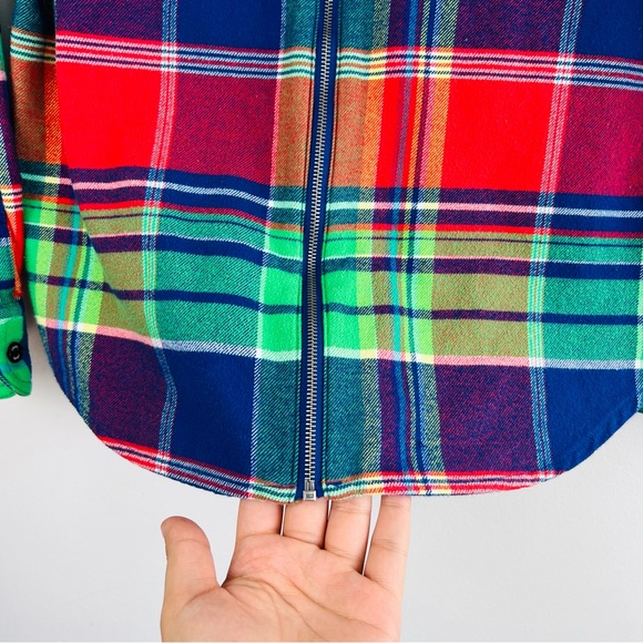 Chaps Denim Plaid Flannel Colorful Zip Up shirt Women Size S - Picture 11 of 14